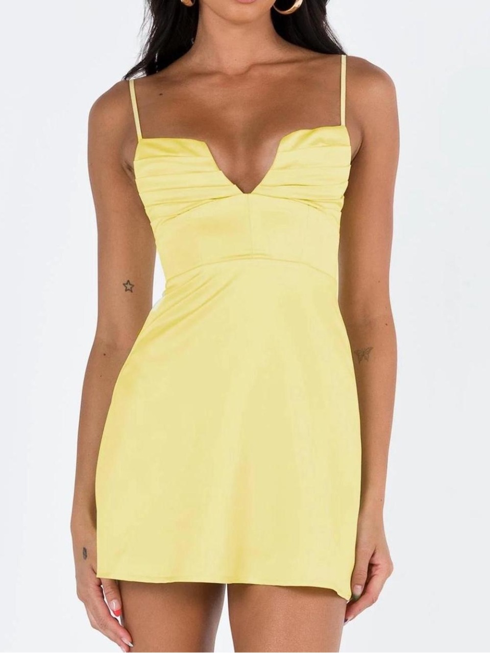 Princess Polly Pale Yellow Sweetheart Mini Dress